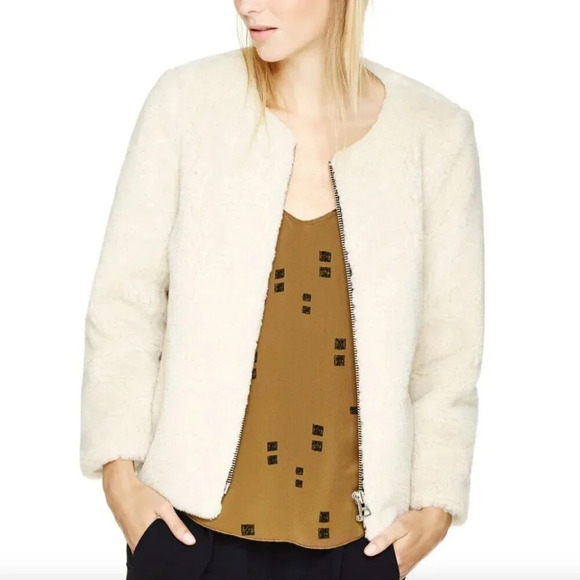 Aritzia Wilfred Verrier Plush  Faux Sherling Jacket Coat Cream Size Small - Picture 1 of 9